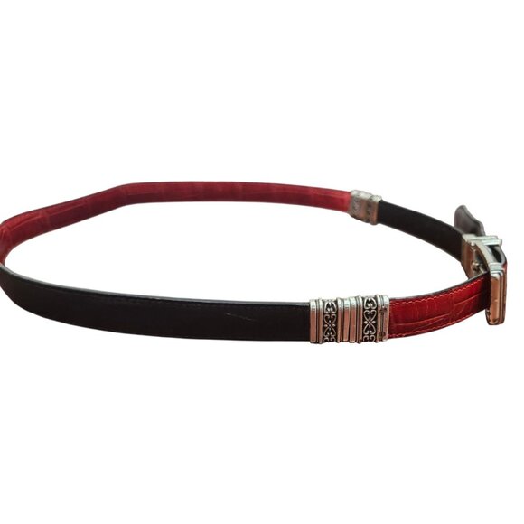 vintage reversible belt women's black and red silver tone Size L/34 - Picture 6 of 13